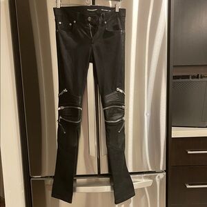 Saint Laurent Black Skinny Moto Zipper Jeans (FW13)